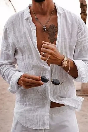 New Men's Spring Autumn Shirt Cotton Comfortable Casual Lapel Cardigan Striped Single Breasted Long Sleeve Tops