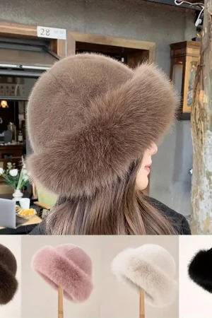 Thicken Plush Warm Fur Hat Fluffy Beanie Warm Thick Hat Mongolian Caps for Casual Trips Sports Skiing
