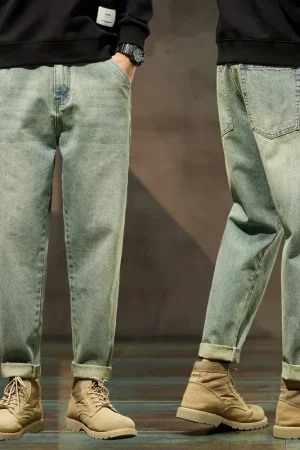 2025 Autumn and Winter New Loose and Versatile Harem Pants Retro Simple Fashion Solid Color Comfortable Versatile Jeans for Men