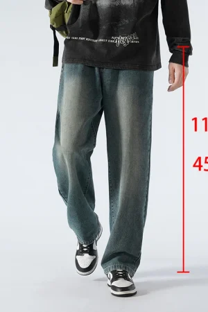Autumn Oversized Jeans For Men Extra Long Tall Floor Length Pants Thickened 115cm 110cm Straight Leg Pants 190cm Long Pants
